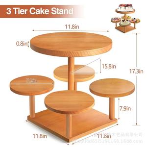 Support à gâteaux en bois pour la maison, les fêtes et la table à manger ; support à cupcakes et desserts à étages en bois massif. - Product Image 5