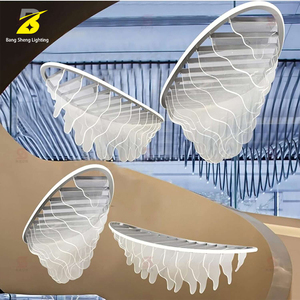 Lustre LED élégant en forme de <span class=keywords><strong>croissant</strong></span> de <span class=keywords><strong>lune</strong></span> - Suspension en tissu cascade pour escalier et atrium de loft - Product Image 3