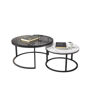 Set di 2 Tavolini da Caffè Rotondi Moderni in Metallo Dorato <span class=keywords><strong>Salvaspazio</strong></span> per <span class=keywords><strong>Soggiorno</strong></span> e Camera da Letto con Base Robusta - Product Image 3