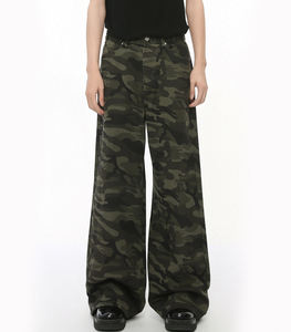 Pantalones de Camuflaje Rectos de Moda Retro para Hombre, Fabricantes Personalizados de Fábrica OEM, Pantalones Anchos Holgados Lavados Estilo <span class=keywords><strong>Baggy</strong></span> - Product Image 3