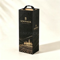 Maßgefertigte Faltbare Einzelflaschen-Weinverpackung Geschenkbox mit Griff Kartonverpackung für Rotwein & Champagner Tragbare Box