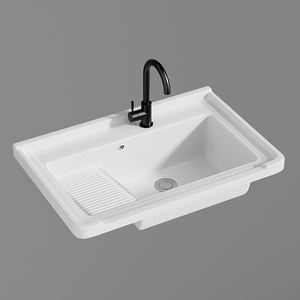 Fregadero <span class=keywords><strong>de</strong></span> lavandería <span class=keywords><strong>de</strong></span> cerámica moderno <span class=keywords><strong>de</strong></span> un solo orificio con tabla <span class=keywords><strong>de</strong></span> lavar rectangular, lavabo <span class=keywords><strong>de</strong></span> baño <span class=keywords><strong>de</strong></span> cerámica para encimera. - Product Image 2