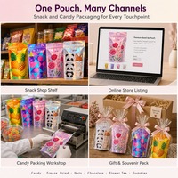 100 Sachets Doypack à soufflets latéraux imprimés numériquement, refermables avec fermeture éclair, personnalisables en taille et logo, en PE, pour aliments pour animaux de compagnie