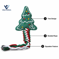 Jouet pour chien en peluche couineur en forme de sapin de Noël avec corde tressée, ornement de Noël interactif à mâcher pour animaux de compagnie, vente en gros