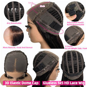 प्राकृतिक काले प्रीप्लैड पहनने और छोटे बालों के साथ सीधे ब्रजलियन फुल एचडी 13x4 फीता सामने ग्लेस विग मानव बाल बोब - Product Image 3