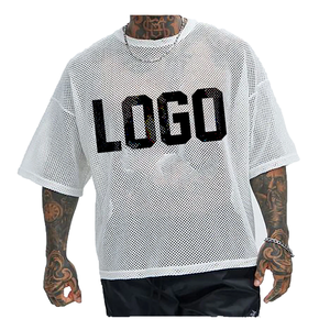Camiseta de malla de manga corta de secado rápido para verano, 180g, jersey, hombros caídos, transpirable, ligera, con logotipo personalizado, OEM - Product Image 4