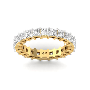 Anillo de Aniversario Elegante Chapado en Oro de 10K con Diamante Cultivado en Laboratorio Corte Princesa para Mujer - Product Image 5