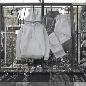 Ensemble de survêtement réversible vintage noir uni pour homme, deux pièces, 100 % coton, avec logo, sweat à capuche et pantalon de jogging, pour fitness et entraînement - Product Image 3