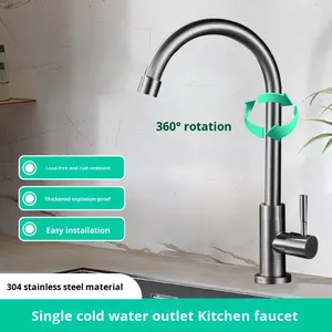 New Arrive Wholesale Of Single-Cold Kitchen <strong>Faucets</strong> 304 Stainless Steel <strong>Faucets</strong> For Kitchen Sinks Washing Basins Taps - Product Image 2