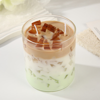 Bougie parfumée en cire de soja personnalisée, 8*10cm, pot en verre, forme de dessert, pour la maison, l'hôtel, le bureau, la décoration aromathérapeutique