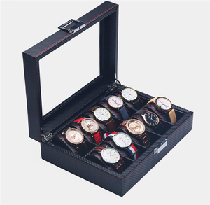 Boîte <span class=keywords><strong>de</strong></span> <span class=keywords><strong>rangement</strong></span> <span class=keywords><strong>de</strong></span> <span class=keywords><strong>montre</strong></span> en fibre <span class=keywords><strong>de</strong></span> carbone, boîtier à 10 fentes, présentoir <span class=keywords><strong>de</strong></span> bijoux <span class=keywords><strong>pour</strong></span> hommes et femmes, boîtier <span class=keywords><strong>de</strong></span> <span class=keywords><strong>rangement</strong></span> à 2 niveaux avec verre - Product Image 4