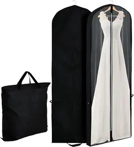 Custom Logo Wedding Gown Dress Garment Bag with Carry Handle Travel Garment Bag for bridal Gowns Long Prom Long Dress