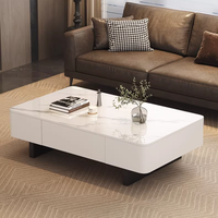 Table basse moderne en pierre de schiste et métal avec meuble TV en bois et ensemble de tables gigognes pour salon