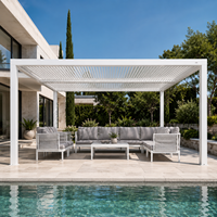 Pergola en aluminium avec éclairage LED multicolore pour jardin, gazebo, terrasse, cour, fête et rassemblements en plein air