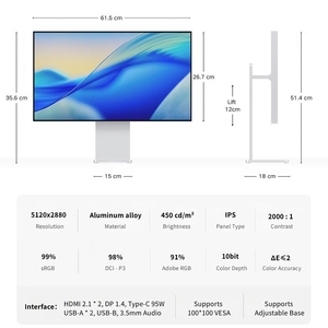 Monitor TCOIOR 5k de 27 Pulgadas, Monitores de 60hz, Monitor de PC de Escritorio, Monitor de 32 Pulgadas 6k, Pantalla de Estudio para Diseñador - Product Image 2