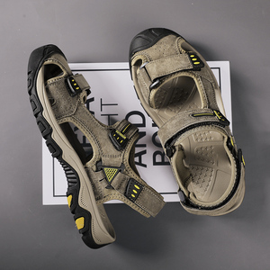 <span class=keywords><strong>Sandales</strong></span> pour hommes <span class=keywords><strong>de</strong></span> qualité supérieure, à bout ouvert, décontractées pour l'été, en cuir véritable, séchage rapide, semelle intermédiaire en caoutchouc, légères et respirantes - Product Image 3