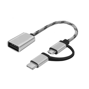 Cansay-<span class=keywords><strong>Cable</strong></span> adaptador USB OTG <span class=keywords><strong>2</strong></span> en 1, microconector de nailon <span class=keywords><strong>tipo</strong></span> C, adaptador de sincronización de datos, <span class=keywords><strong>cable</strong></span> USB c otg - Product Image 2