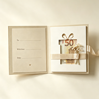 Enveloppe de luxe pliable pour billets et cartes, personnalisable, beige neutre, carte de vœux avec fenêtre ajourée pour cadeau, mariage, anniversaire