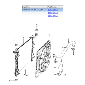 Radiador de Refrigeración de Motor de Aluminio 55038001AH para Jeep Grand Cherokee 3.6L 5.7L 2011-2022 52014529AB 68365278AA 55038001 - Product Image 5