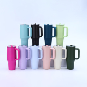 Portable 40oz Stainless Steel Handle Tumbler Vacuum Insulated Travel Mug with Slid Lid and Straw New Ceramic Cups for Travel - Product Image 1