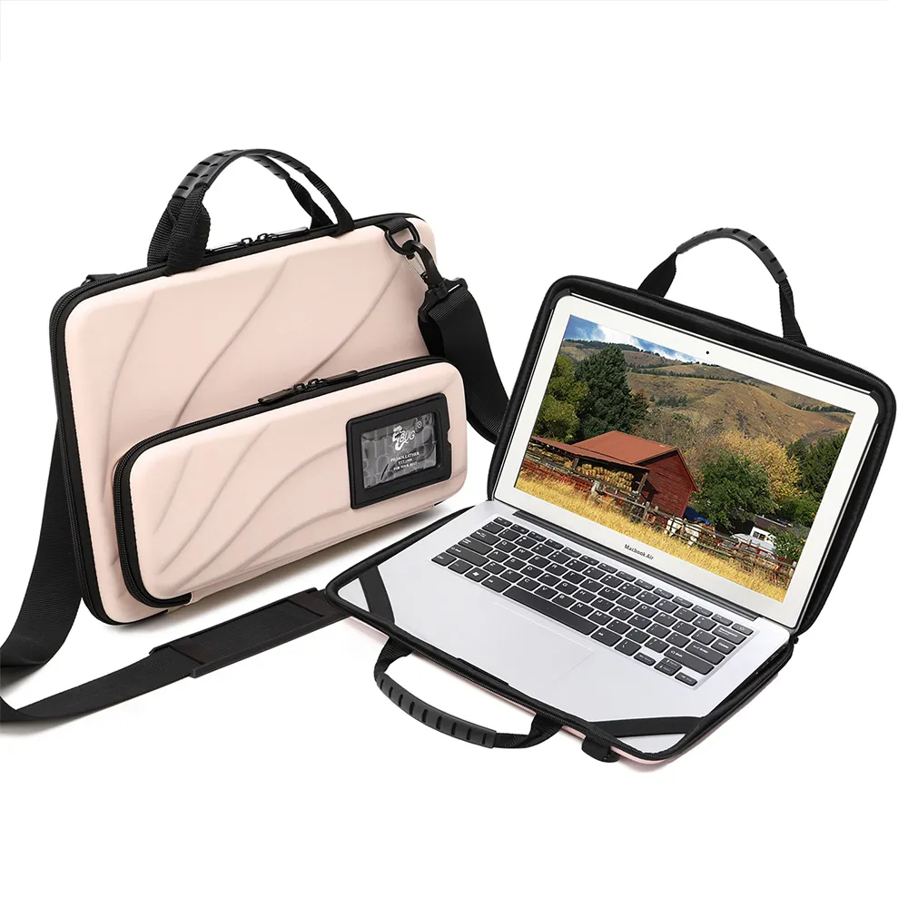 Yeni özel etiket tam koruma 14 ila 15.6 inç laptop kılıfı çanta kadın erkek için iş dizüstü kol çantası