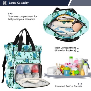 Bolsa de Pañales Impermeable con Diseño de Rosa Azul Hawaiana, Mochila Portátil para Bebé con Gran Capacidad para Mamá - Product Image 5