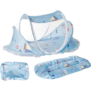 Mosquitera portátil biónica antipresión para cuna de bebé, cama plegable para recién nacido, poliéster tejido ecológico, a prueba de niños, con estampado animal - Product Image 1