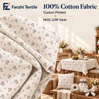 Tissu en toile de coton calicot imprimé numériquement sur mesure, style campagnard chic, motif floral, 290 g/m², poids lourd, pour sacs et coussins