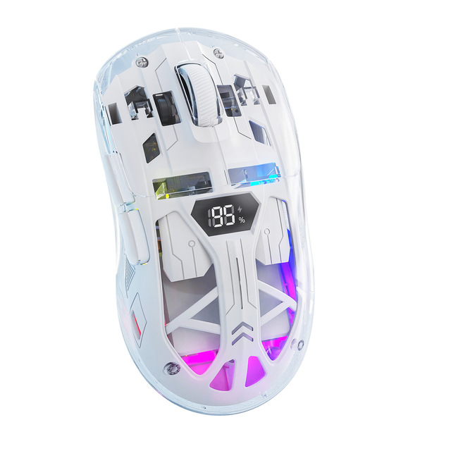 Free Wolf A2 Dual Mode Mouse RGB Luminous 2.4G Wireless BT Transparent Gaming Computer Office Mouse