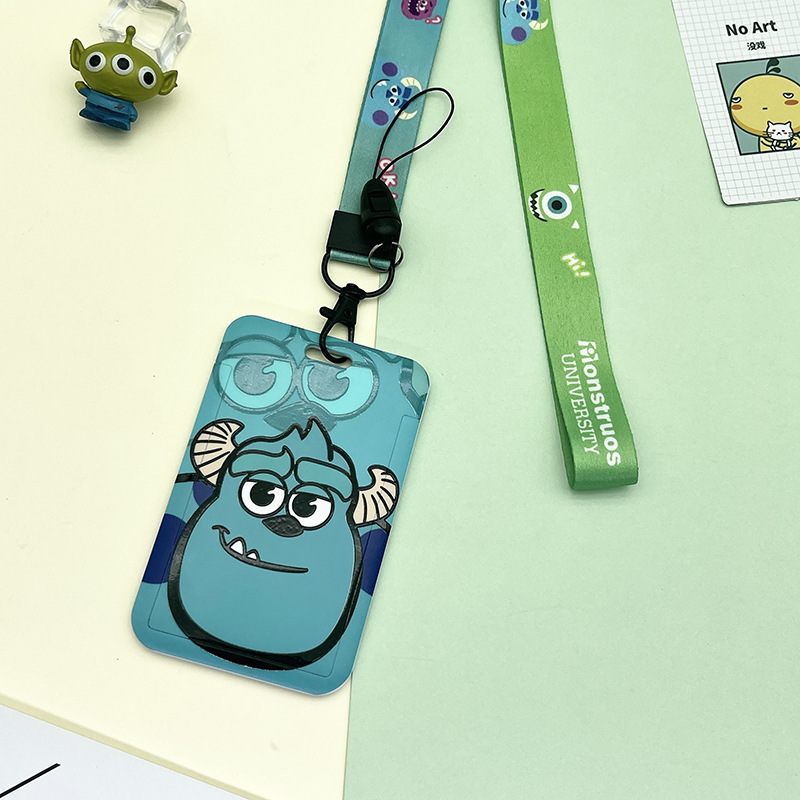 Lanyards Lovely Cartoon Monsters University Alien Card Holder Custom Neck Card Cover Accessories Kids Plastic ID Card Case Image 3