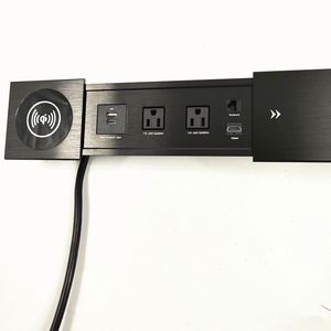 工場隠しマウントデスクトップスライディングカバー米国電源コンセントUSB-CデータポートGrommetパワーストリップソケットワイヤレス充電 - Product Image 5