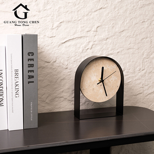 Décoration de salon de luxe, décoration d'intérieur, ornement d'horloge en pierre de grotte en métal - Product Image 1