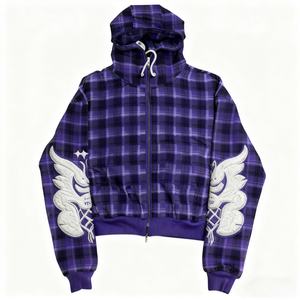 Sudadera con capucha y pantalón de chándal para hombre, personalizados, de invierno, estilo vintage, con lavado ácido, con cremallera, bordado tipo gofre, oversize y ecológicos - Product Image 1