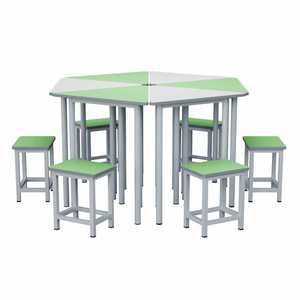 Ensemble bureau et chaise hexagonaux Lin Ying pour étudiants, style moderne minimaliste, matériau de la planche : 6 ensembles - Product Image 1