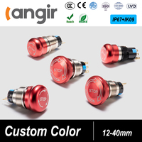 Langir 16mm 48V Tête Plate Étanche IP65 NO Bouton Poussoir pour Panneau de Contrôle Industriel