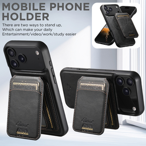 Per <span class=keywords><strong>iPhone</strong></span> 17/Pro/Max/aria/16/15/14/13 custodia con custodia in pelle nera per telefono cavalletto in pelle di Lychee - Product Image 3