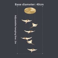 Lustre de Luxe en Fer pour Escalier de Villas et Bâtiments Duplex, Éclairage LED Central, Installation Facile, Style Moderne Minimaliste Poisson Volant