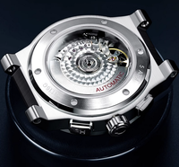 Montres mécaniques lumineuses en acier pour hommes, avec calendrier complet et design similaire au Flywheel, fabriquées en usine pour marque privée