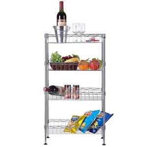 NSF Metal Kitchen Storage Organizer Rack 4 Tiers Freestanding Chrome Steel Wire Mesh <strong>Basket</strong> <strong>Shelf</strong> <strong>for</strong> Household - Product Image 2