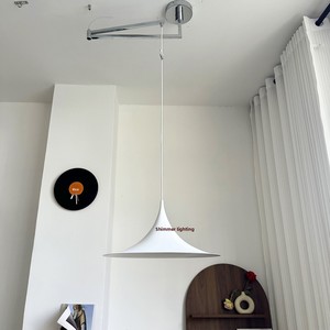 Lampada a Sospensione per Ristorante in Alluminio a Spettro Completo Orientabile, Lampada Danish Horn, Lampada Minimalista a Braccio Orientabile a Cappello da Mago per Studio - Product Image 3
