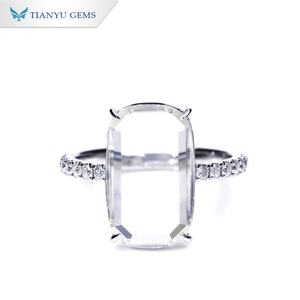 Tianyu, joyería fina personalizada, anillo de compromiso de boda de oro blanco sólido de 14K /18K para mujer con cojín, corte de retrato, moissanita - Product Image 1