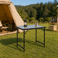 Table pliante portable noire en aluminium légère pour pique-nique, fête, camping et chaise de plage