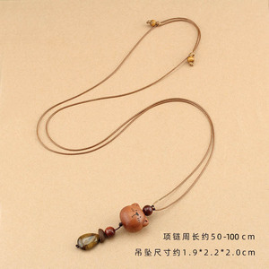 Corda geometrica in legno naturale da donna in stile retrò con animali simpatici collana pendente per maglione accessori regalo per bambini - Product Image 6