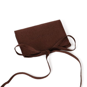 Custom logo Size Flap Suede Microfiber Jewellery Bag Flat <b>Envelope</b> Packaging Luxury Jewelry Package Pouch with Ribbon for Ring - Product Image 5