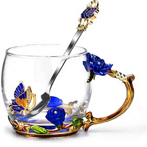 Tasses à café en verre isothermes sans plomb avec logo personnalisé, cadeaux uniques pour femmes, mamans, motif floral, cadeaux de la Saint-Valentin, cadeaux d'anniversaire - Product Image 6