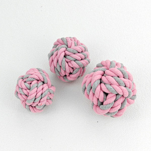Pet Toy Rope Ball Dog Toy Pink Gray Cotton Interactive Training Chewing Teeth Cleaning Small Size - Product Image 1