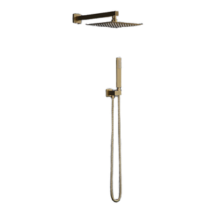 Conjunto de ducha monomando moderno con cabezal rectangular de rociado suave, núcleo cerámico, latón cepillado M6661GNI, estilo contemporáneo que aporta elegancia - Product Image 2