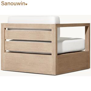 Fauteuil pivotant moderne en teck résistant aux intempéries avec <span class=keywords><strong>coussin</strong></span> pour patio - Product Image 3