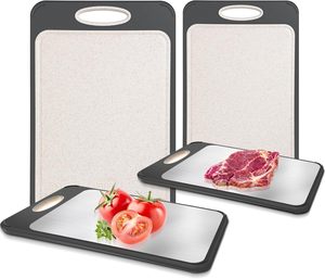 Double Sided Pure <b>Titanium</b> & Wheat Straw Eco-Friendly Cutting Board Dishwasher Safe 1.5cm Thick for Kitchen Use - Product Image 1