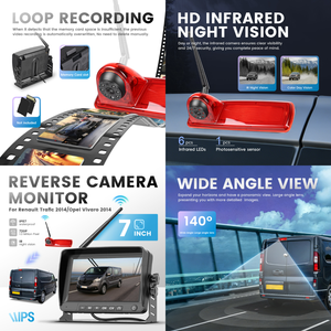 Kit de caméra de recul sans fil Podofo 7 pouces pour voiture, étanche IP67, vision nocturne, enregistrement vidéo pour <span class=keywords><strong>Renault</strong></span> Trafic/Opel Vivaro - Product Image 2